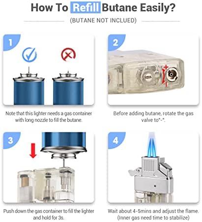 Encendedor de Butano Coldown, a Prueba de Viento, con Llama Jet Doble Ajustable y Recargable, Regalos Únicos para Hombre (No Incluye Combustible) - imagen 8