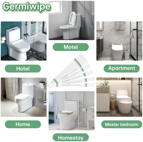 Cinta de Asiento de Baño Germiwipe Impresa, tiras para hoteles, moteles y hospitales, papel (Caja de 500), 16.5 pulgadas x 1.375 pulgadas - imagen 6