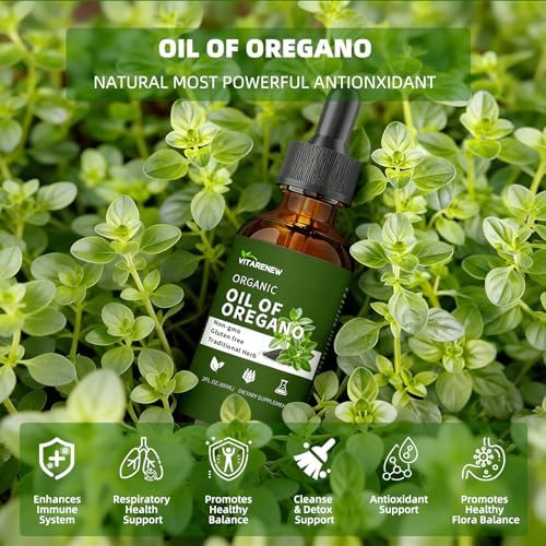 Gotas de Aceite de Orégano Orgánico | Aceite de Orégano con Aceite de Semilla Negra, Infusionado con Vitamina E, 80% Carvacrol para Apoyo - imagen 4