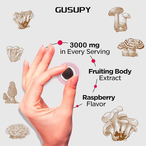 Gomitas de Hongo Melena de León - Suplemento Orgánico de 12 Hongos con Cordyceps, Reishi, Chaga, Sabor a Arándano, 60 Gomitas para Energía y Salud - imagen 2