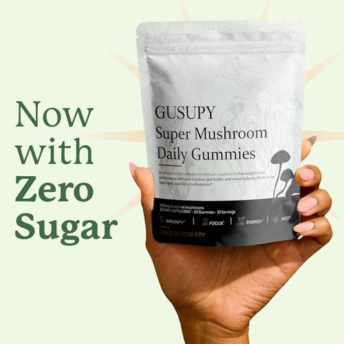 Gomitas de Hongo Melena de León - Suplemento Orgánico de 12 Hongos con Cordyceps, Reishi, Chaga, Sabor a Arándano, 60 Gomitas para Energía y Salud - imagen 8