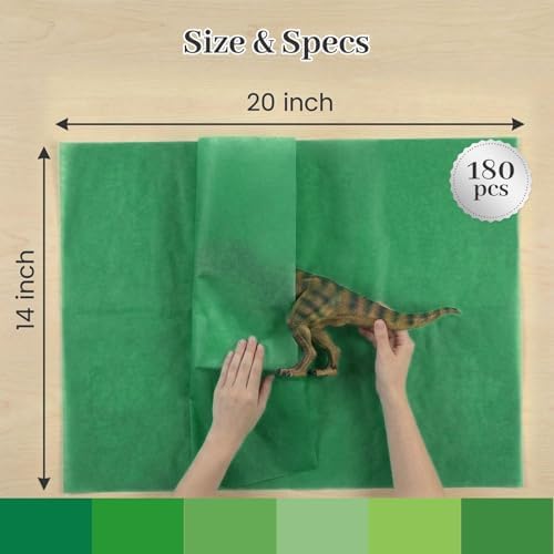 Papel de Seda Verde Shindel, 180 Hojas, 20x14 Pulgadas, Ideal para Regalos, Manualidades y Decoraciones de Cumpleaños, Bodas y Fiestas - imagen 4