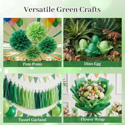 Papel de Seda Verde Shindel, 180 Hojas, 20x14 Pulgadas, Ideal para Regalos, Manualidades y Decoraciones de Cumpleaños, Bodas y Fiestas - imagen 6
