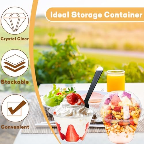 Copa Plástica Transparente Paradi Star de 6oz con 100 Piezas, Tapa Domo y Cucharitas, Ideal para Postres, Frutas, Helados y Bebidas Frías - imagen 3