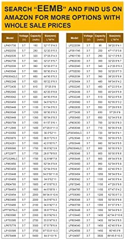 Batería de polímero de litio EEMB 3.7V 2000mAh 103454 Lipo recargable con conector JST para altavoces y dispositivos inalámbricos - Verifica - imagen 7