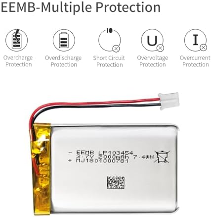 Batería de polímero de litio EEMB 3.7V 2000mAh 103454 Lipo recargable con conector JST para altavoces y dispositivos inalámbricos - Verifica - imagen 8
