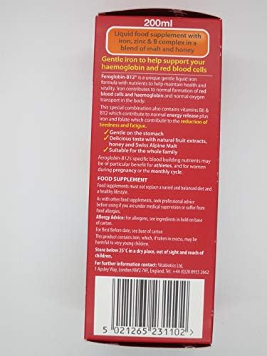 Suplemento de Hierro Líquido Feroglobin Vitabiotics con B12 200 ml - imagen 2