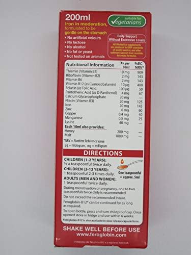 Suplemento de Hierro Líquido Feroglobin Vitabiotics con B12 200 ml - imagen 3