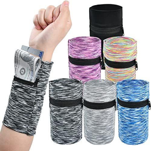 Worldity 6 Piezas de Monedero de Muñeca para Hombre y Mujer, Bolsa de Muñeca Elástica con Cremallera, Ideal para Viajes, Correr, Caminar y - imagen 1