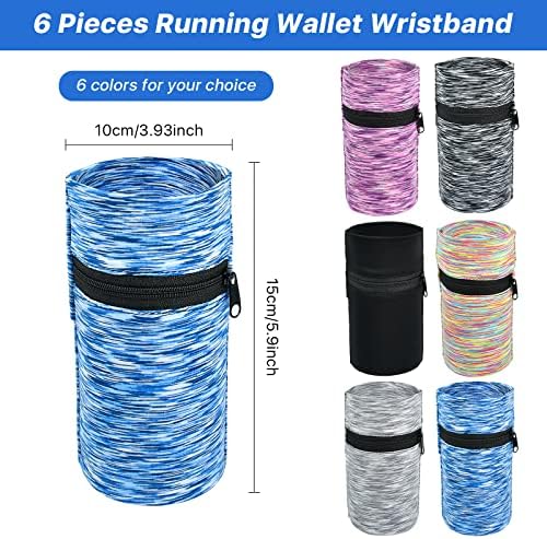 Worldity 6 Piezas de Monedero de Muñeca para Hombre y Mujer, Bolsa de Muñeca Elástica con Cremallera, Ideal para Viajes, Correr, Caminar y - imagen 3