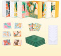Paquete de 6 Bolsas de Regalo Medianas con Papel de Seda y Tarjetas - Bolsas Tropicales Florales en Verde Salvia para Mujeres, Cumpleaños, Baby - imagen 1