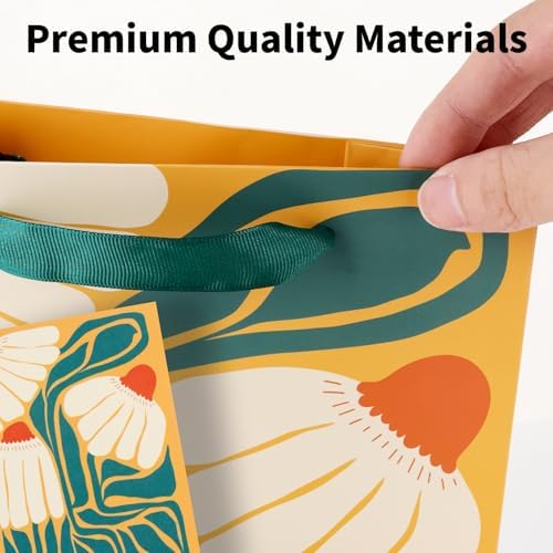 Paquete de 6 Bolsas de Regalo Medianas con Papel de Seda y Tarjetas - Bolsas Tropicales Florales en Verde Salvia para Mujeres, Cumpleaños, Baby - imagen 5