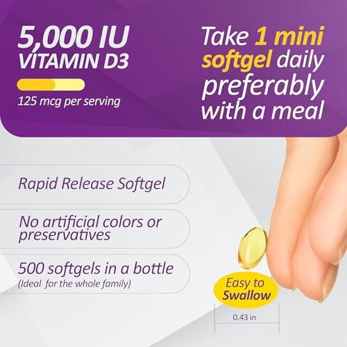 Suplemento Diario Extra Fuerte Prati Donaduzzi Vitamina D3 5,000 IU (125 mcg) 500 Cápsulas Blandas – Apoyo para Huesos y Dientes - imagen 4