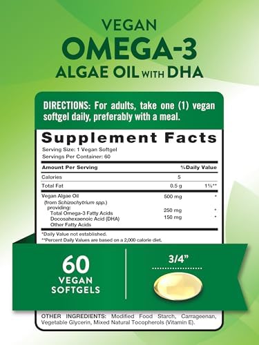 Nature's Truth Omega 3 Vegano en Softgels | 60 Cápsulas | Fórmula de Aceite de Algas con DHA | Suplemento No GMO y Sin Gluten - imagen 2