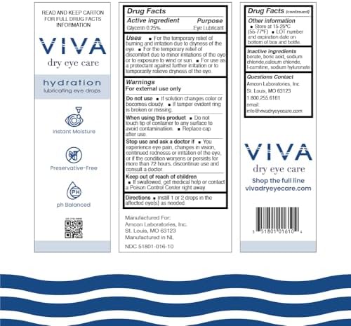 Amcon Viva Gotas Hidratantes para los Ojos | Alivio para Ojos Secos Sin Conservadores | Hidratación Instantánea | 0.33 Fl Oz (10 mL) - imagen 6
