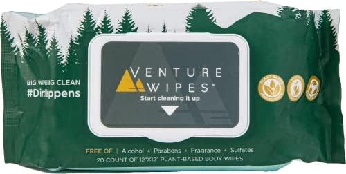 Toallitas Venture Grandes para Ducha y Ejercicio - Biodegradables con Aloe, Vitamina E y Aceite de Árbol de Té - Esenciales para Adultos y Viajes - - imagen 1