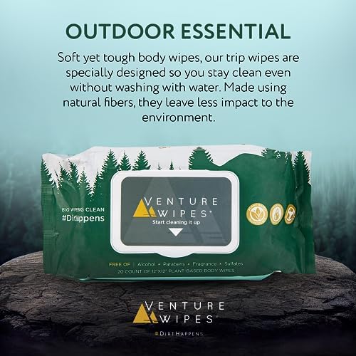 Toallitas Venture Grandes para Ducha y Ejercicio - Biodegradables con Aloe, Vitamina E y Aceite de Árbol de Té - Esenciales para Adultos y Viajes - - imagen 2