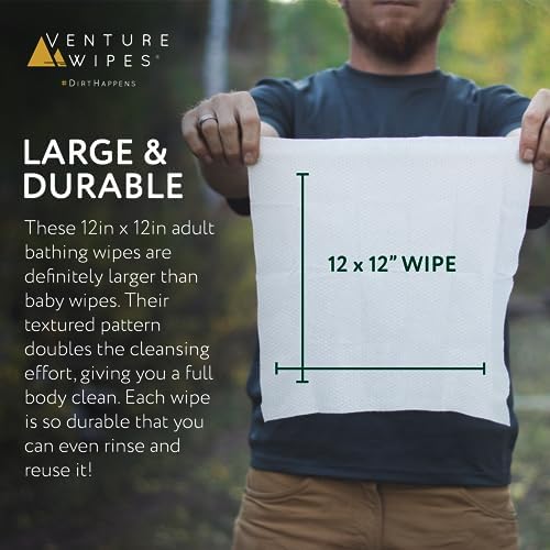 Toallitas Venture Grandes para Ducha y Ejercicio - Biodegradables con Aloe, Vitamina E y Aceite de Árbol de Té - Esenciales para Adultos y Viajes - - imagen 3