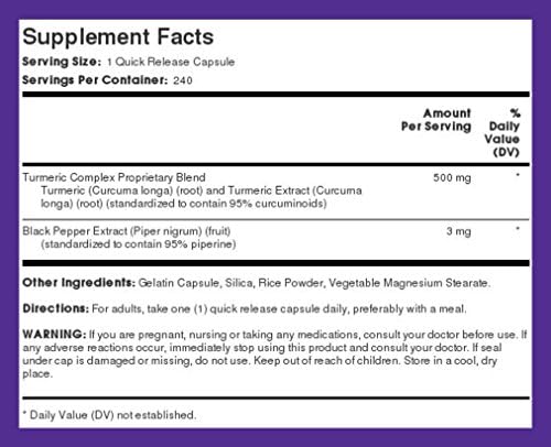 Suplemento de Cúrcuma Curcumina Piping Rock | 240 Cápsulas | Con Extracto de Pimienta Negra | Complejo Estandarizado | Sin OGM, Libre de Gluten - imagen 8
