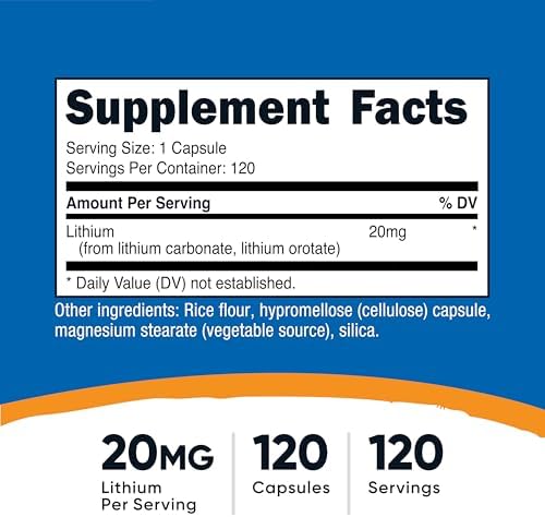Nutricost Orotato de Litio (20mg) 120 Cápsulas - Veganas, Sin Gluten, Sin OGM - imagen 2