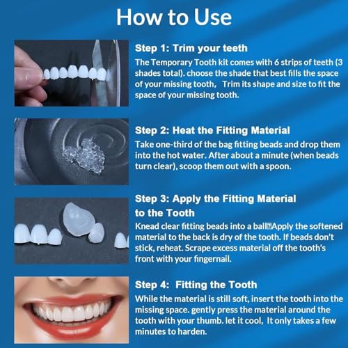 Carillas Dentales para Mujeres, Kit de Reemplazo de Dientes Faltantes, Carilla Superior Cosmética, Kit de Reparación Temporal Unisex, 6 Piezas - imagen 6