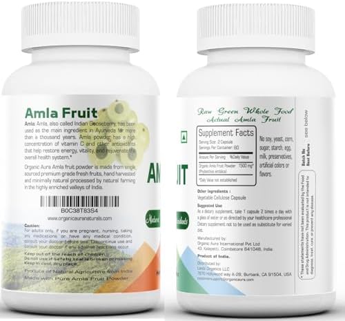 Cápsulas de Amla 1500mg - 120 Cápsulas Veganas. Vitamina C Natural, Potencia la Inmunidad, Brillo en la Piel, Energía y Antioxidantes. Superalimento - imagen 2
