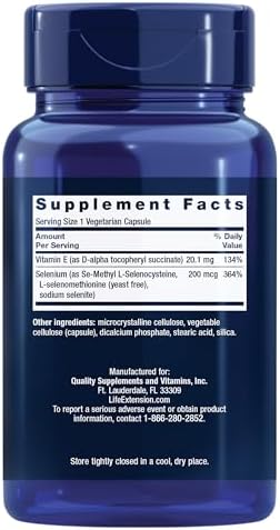 Life Extension Super Selenium Complex, 200 mcg – 3 Formas de Selenio, Vitamina E – Apoyo a la Salud Celular y Longevidad – Sin Gluten, No OGM, - imagen 2