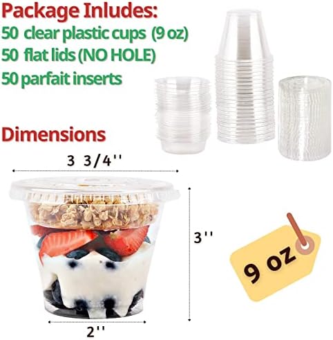 Vasos Parfait de Plástico Transparente Aatriet con Inserto y Tapas Sin Agujero - Vasos para Yogur, Frutas, Dips y Verduras, Desayunos y Snacks para - imagen 3