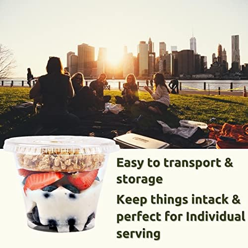 Vasos Parfait de Plástico Transparente Aatriet con Inserto y Tapas Sin Agujero - Vasos para Yogur, Frutas, Dips y Verduras, Desayunos y Snacks para - imagen 4