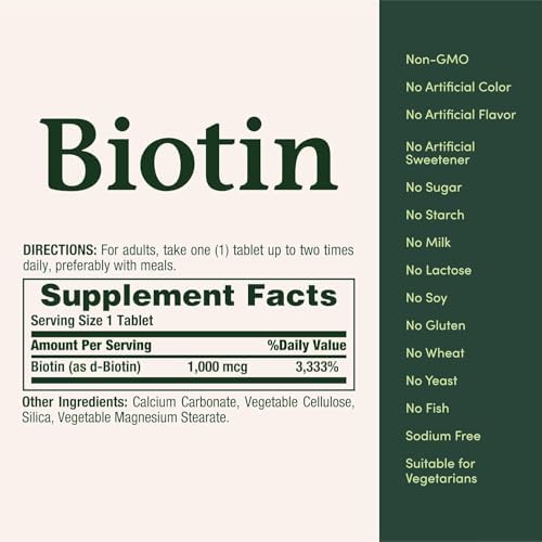 Tabletas de Biotina Nature's Bounty 1000 mcg, Fresa, 100 piezas, Paquete de 3 - imagen 3