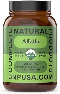Complete Natural Products Hoja de Alfalfa Pura - 100 Cápsulas - 450mg de Polvo Orgánico de Hoja de Alfalfa en Cápsulas Veganas - imagen 1