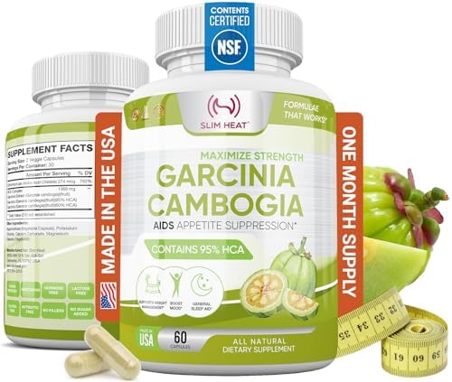 Slim Heat Extracto de Garcinia Cambogia 100% Puro con 95% HCA - Controla los Antojos - Mejor Bloqueador de Carbohidratos para Hombres y Mujeres - - imagen 1