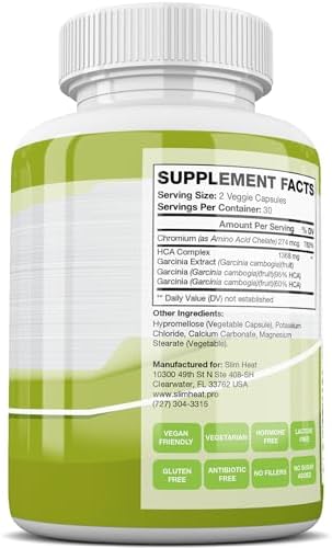Slim Heat Extracto de Garcinia Cambogia 100% Puro con 95% HCA - Controla los Antojos - Mejor Bloqueador de Carbohidratos para Hombres y Mujeres - - imagen 5