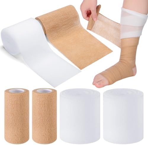 Geiserailie 4 Piezas Sistema de Vendaje de Compresión de 2 Capas para Hinchazón de Piernas, Vendajes de Espuma para Piernas - imagen 1
