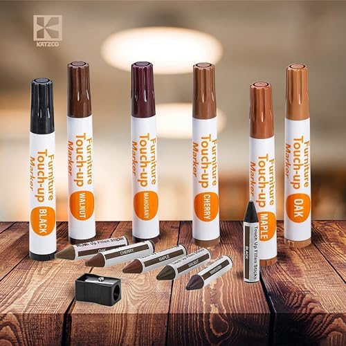 Kit de Reparación de Madera Katzco de 34 Marcadores - Marcadores para Rayones y Ceras con Sacapuntas - Ideal para Muebles, Pisos, Mesas y Más - imagen 4