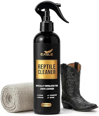 Limpiador y Acondicionador de Cuero Exótico en Spray – Limpia, Acondiciona y Protege Cocodrilo, Serpiente, Lagarto, Avestruz y Más – 8oz con Paño de - imagen 1