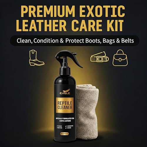 Limpiador y Acondicionador de Cuero Exótico en Spray – Limpia, Acondiciona y Protege Cocodrilo, Serpiente, Lagarto, Avestruz y Más – 8oz con Paño de - imagen 2