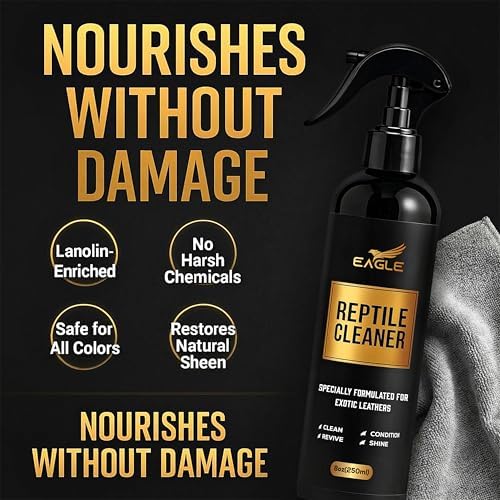 Limpiador y Acondicionador de Cuero Exótico en Spray – Limpia, Acondiciona y Protege Cocodrilo, Serpiente, Lagarto, Avestruz y Más – 8oz con Paño de - imagen 5