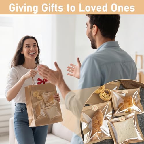 Paquete de 160 Bolsas para Galletas con Sello, 7.5 x 7.1 Pulgadas, Bolsas para Repostería con Ventana, Resistentes a Grasas, Perfectas para Galletas, - imagen 7