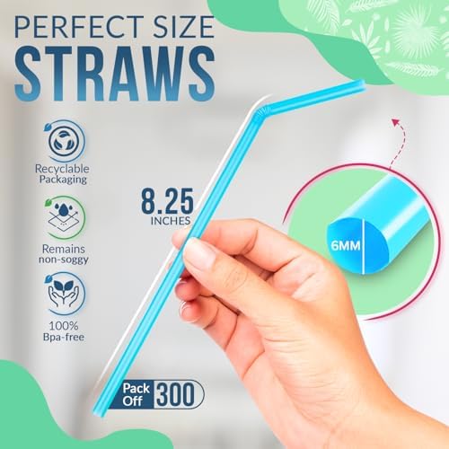 Popotes Compostables Weemium Desechables [300 Piezas] 8.25 | 100% Plástico a Base de Plantas, Biodegradables y Flexibles | Alternativa Ideal a los - imagen 2