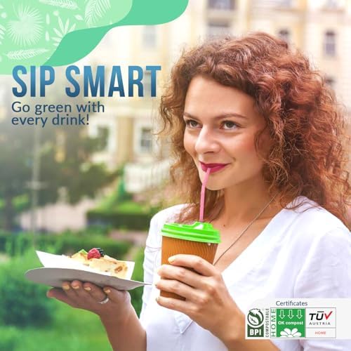 Popotes Compostables Weemium Desechables [300 Piezas] 8.25 | 100% Plástico a Base de Plantas, Biodegradables y Flexibles | Alternativa Ideal a los - imagen 6