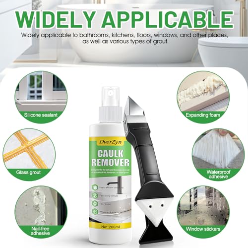 Removedor de Calafateo OverZyn, Limpiador de Silicona con Herramienta para Remoción, 6.76 Oz, Eficaz y Seguro para Baños, Cocinas y Ventanas - imagen 5
