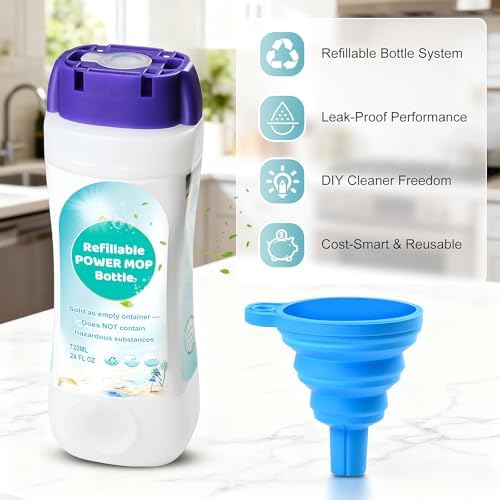 Botella Recargable DrFlito para Swiffer® Power Mop™ – 720ML / 24 FL.OZ, Botella de Solución Limpiadora a Prueba de Fugas con 7 Juntas de Silicón y 1 - imagen 7