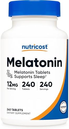 Nutricost Melatonina 12mg, 240 Tabletas - 12mg por Porción, Sin OGM, Libre de Gluten - imagen 1