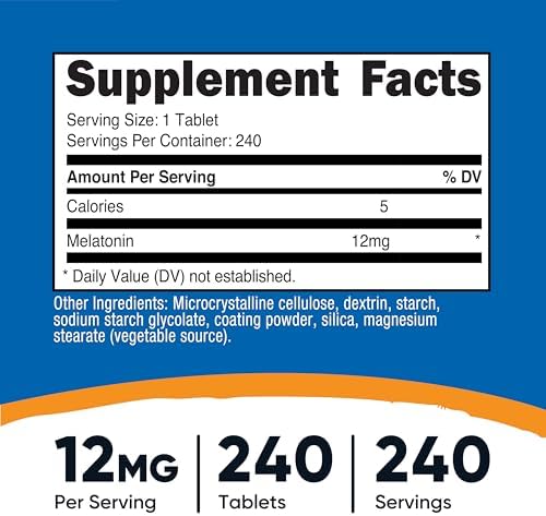 Nutricost Melatonina 12mg, 240 Tabletas - 12mg por Porción, Sin OGM, Libre de Gluten - imagen 2