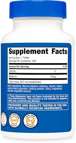 Nutricost Melatonina 12mg, 240 Tabletas - 12mg por Porción, Sin OGM, Libre de Gluten - imagen 4