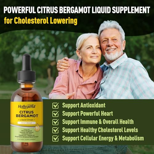 Gotas Líquidas de Bergamota Cítrica HOLLEGEND, Suplemento Orgánico 1000mg con Soursop, CoQ10, Vitamina D3 y K2, Sabor a Limón, 2 Fl Oz - imagen 4