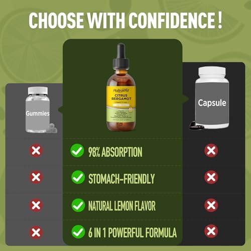 Gotas Líquidas de Bergamota Cítrica HOLLEGEND, Suplemento Orgánico 1000mg con Soursop, CoQ10, Vitamina D3 y K2, Sabor a Limón, 2 Fl Oz - imagen 6