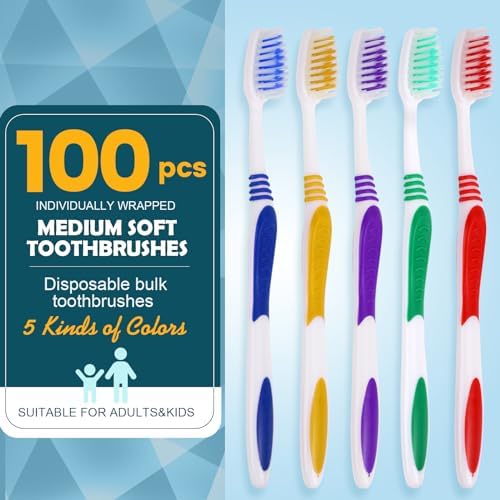 Paquete de 100 Cepillos de Dientes Premium Navona, Desechables, para Niños, con Cerdas Suaves Medias, Mango Ergonómico, Perfectos para Viajes y - imagen 2
