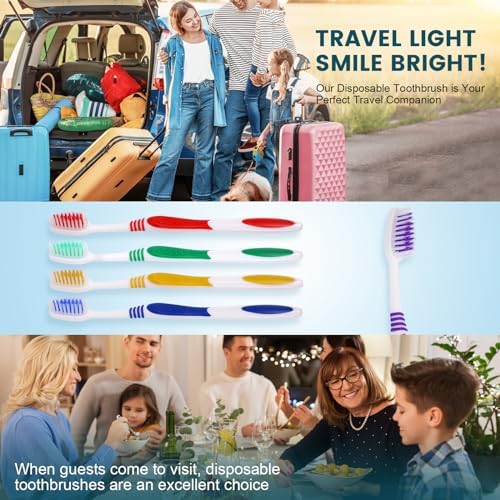 Paquete de 100 Cepillos de Dientes Premium Navona, Desechables, para Niños, con Cerdas Suaves Medias, Mango Ergonómico, Perfectos para Viajes y - imagen 6